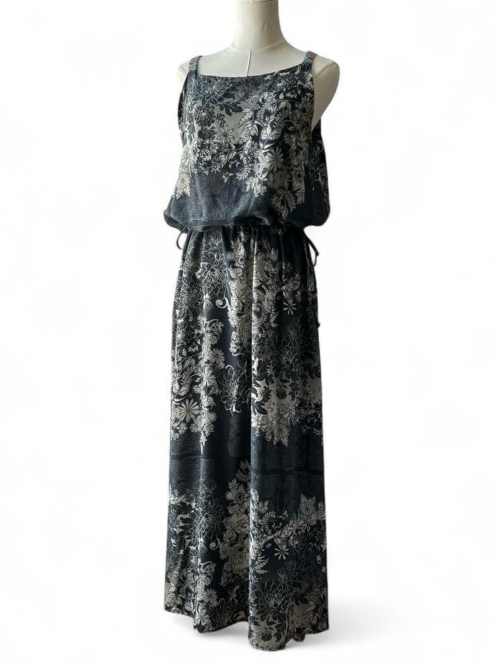 Johnny Was Biya 100% Silk Sleeveless Maxi Drop Waist Flowy Floral Vacation Dress
